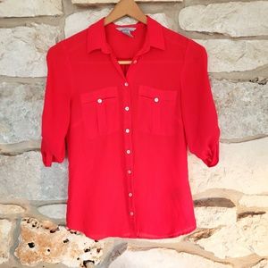 NWOT H&M sheer coral button up blouse